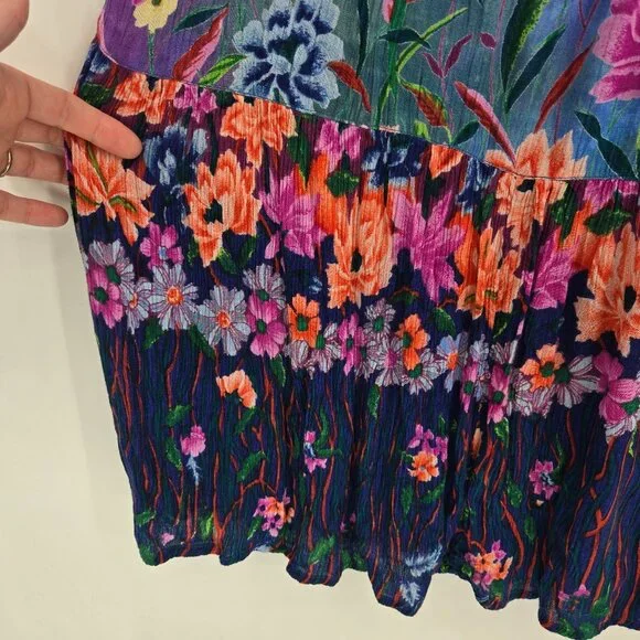 Styled by Saybury vintage small gauzy floral boho prairie short sleeve maxi - Picture 7 of 9